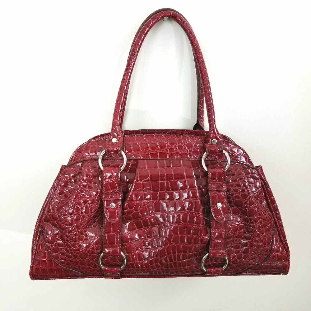NY & COMPANY  Red Vinyl Alligator Satchel Purse - Picture 2 of 8